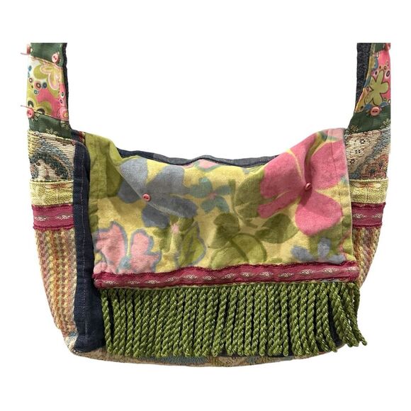 Handbags - Handmade Color Block Boho Gypsy Fringe Med Shoulder Bag Multicolor Patchwork VTG